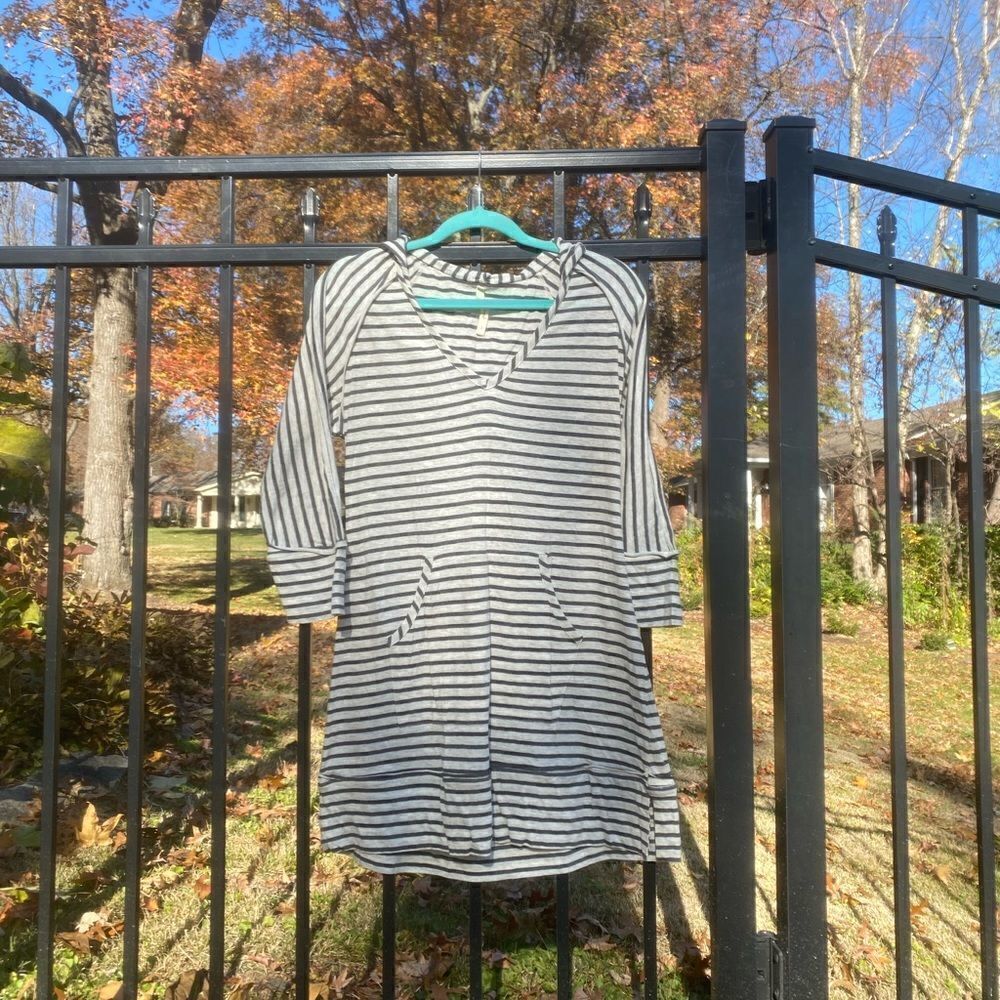 Oonagh By Nanette Lepore Striped Cotton Hoodie Tunic Dress